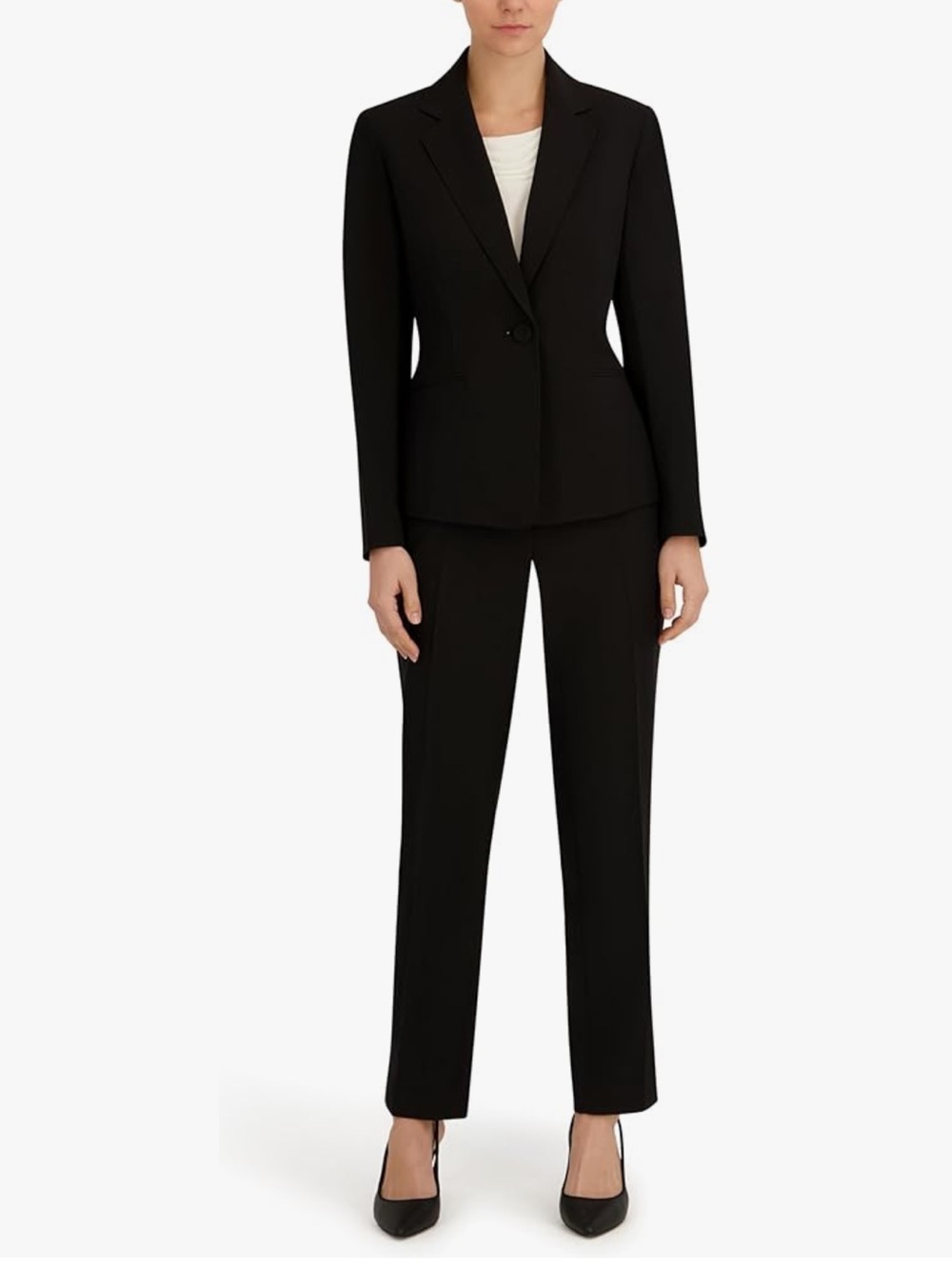 Le Suit Women’s Jet Black Lightweight Single Breasted Blazer Size 8
